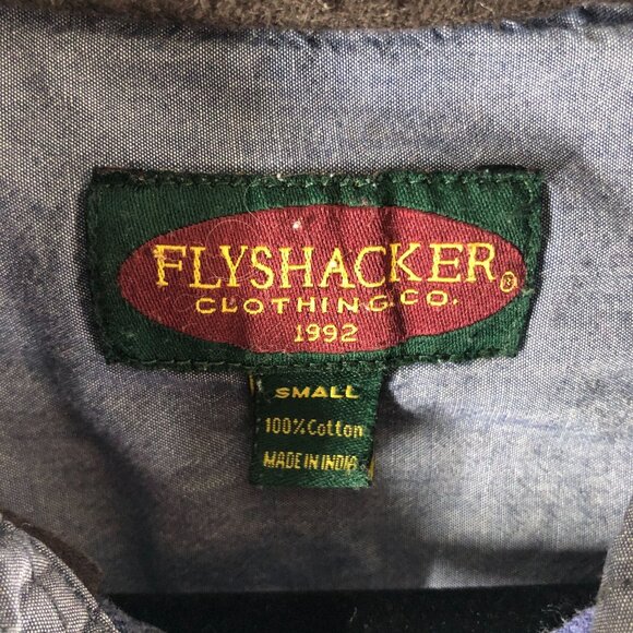 Flyshacker Mens Flannel Shirt Button Down Chest Pockets Cotton Plaid Blue S - Picture 3 of 3